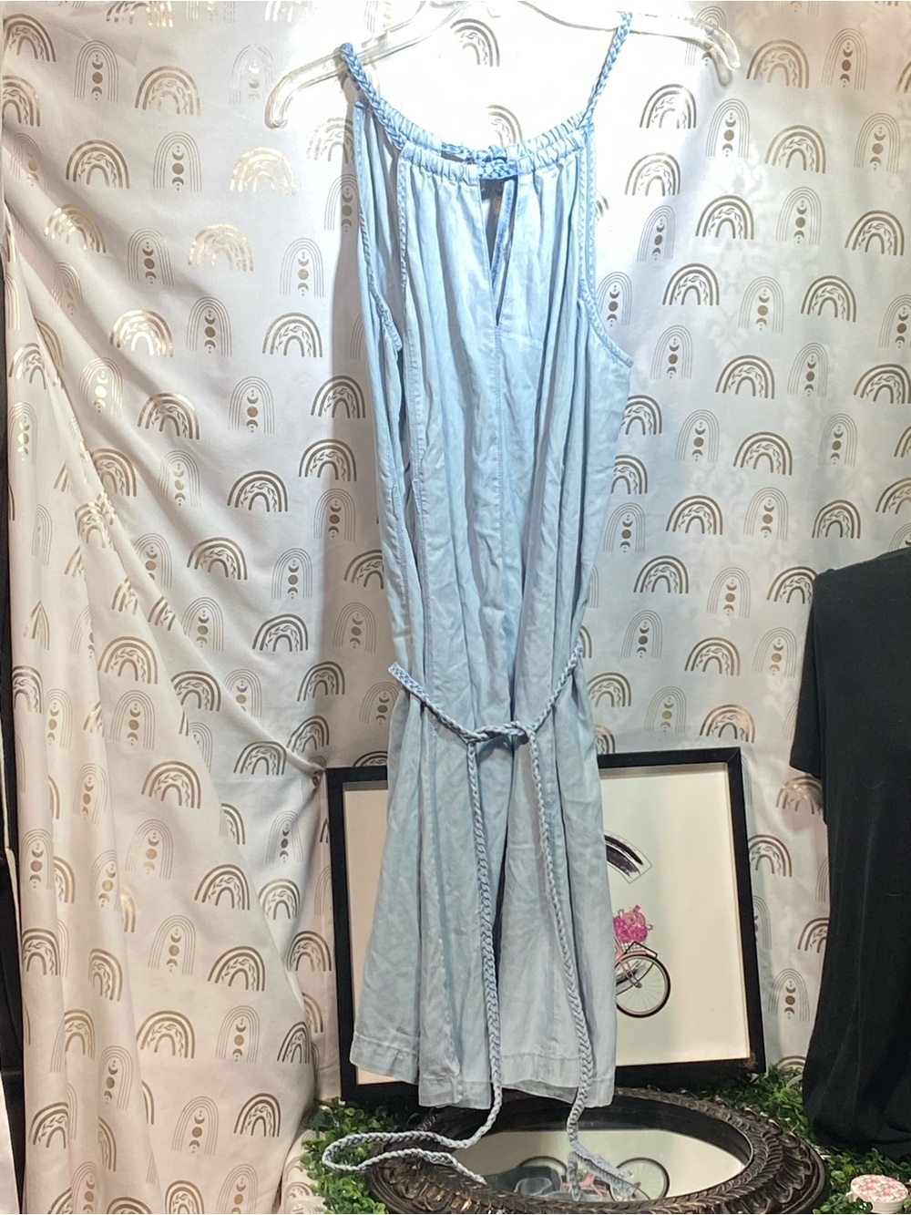 GAP Light Blue Sleeveless Tie-Waist Jumpsuit